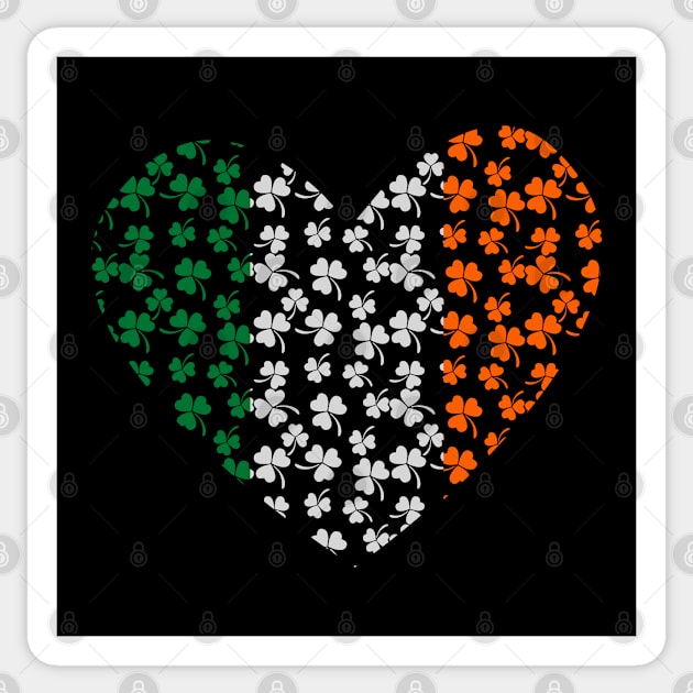 Shamrocks in a heart with Irish flag colors Sticker by Toogoo